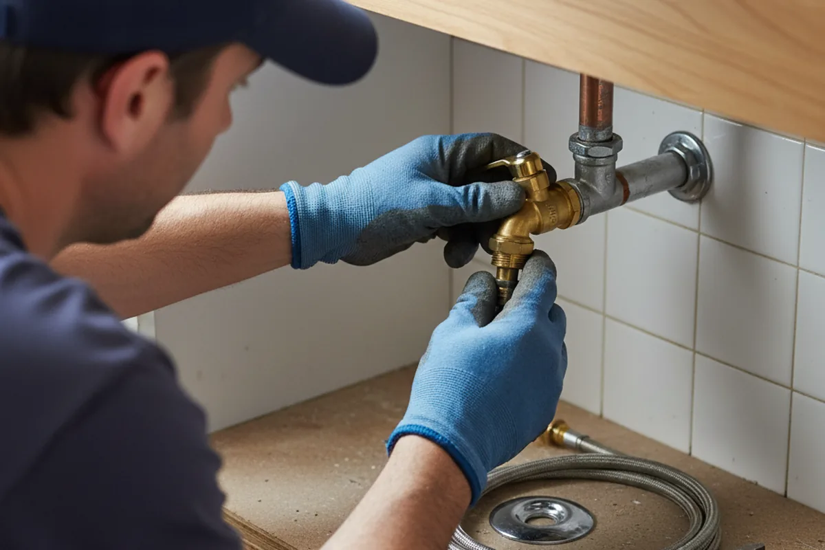 Shutoff valve and fitting work during Burst Pipe Repair in Bunnlevel